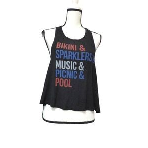 Cold Crush junior’s Zip Back Graphic Ribbed Swing Tank Top, Black